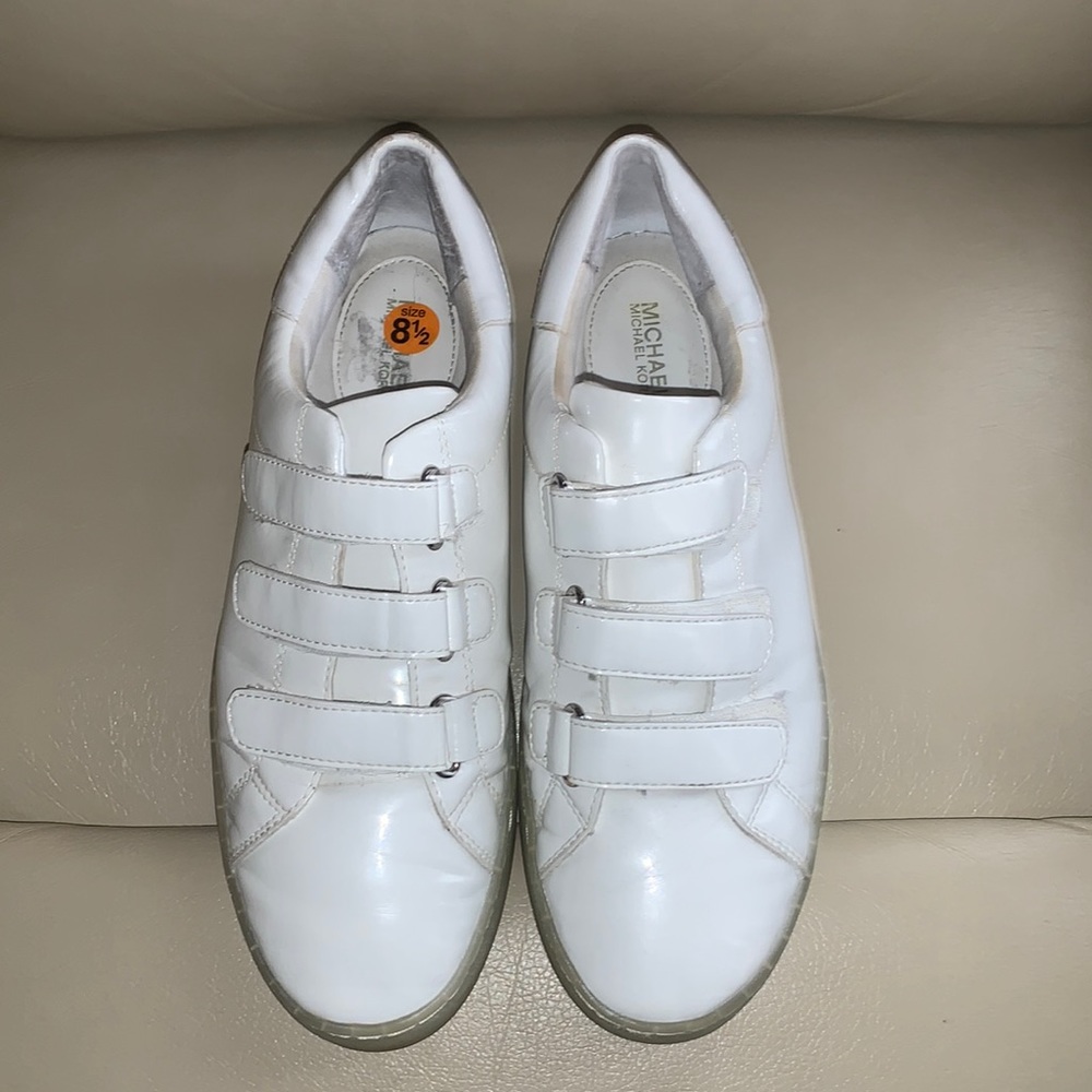 Michael Kors Craig Patent White Velcro Sneakers Size 8 1/2